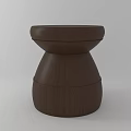 Modern Simple Wooden Side Table With Dark Brown Round Top And Unique Base 3d model