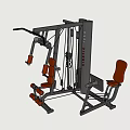 Multifunctional Fitness Training Equipment With Red Padded Seats And Cable Pulley System
