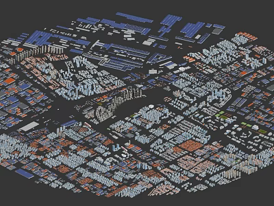 Modern buildings with buildings in the city 3d model