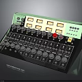 Modern Green Black Audio Mixer With Multiple Knobs Buttons And Display Panels