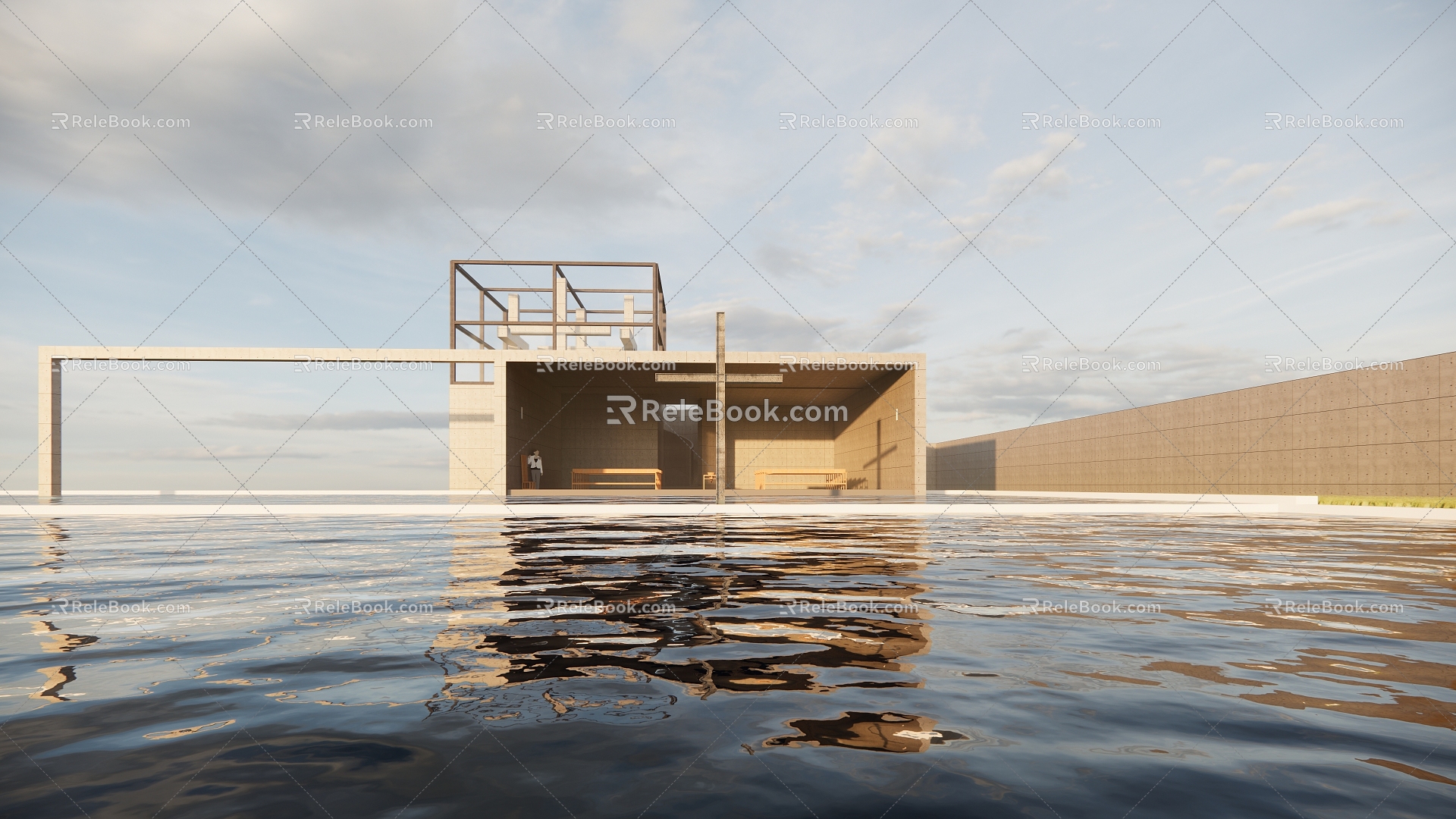 Copy of Tadao Ando Building Water Church 3d model