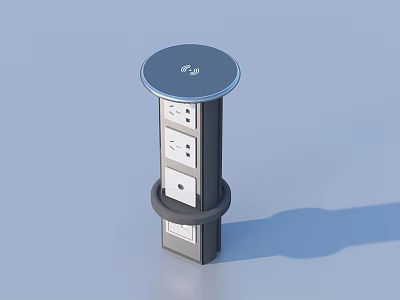 Modern Vertical Power Strip With Multiple Outlets And Round Top Cover 3d model