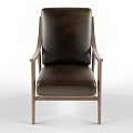 Stylish Leather Lounge Chair with Wooden Frame and Armrests for Modern Living Space