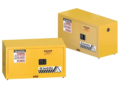 Industrial Safety Storage Cabinets Yellow For Flammable Materials With Warning Labels 3d model