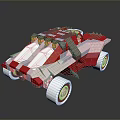 Off Road Terrain With Red White Racing Buggy And Large Wheels