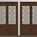 Classic Interior Wooden Doors Featuring Intricate Carved Lattice Windows Design