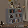 White Storage Cabinet With Shelves Books Decorative Items And Vinyl Record In Cozy Room