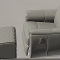 Comfortable Modern Beige Leather Massage Chair With Quilted Ottoman Footrest
