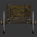 Vintage Wooden Cart With Traditional Rustic Wheels Long Wooden Shafts And Planks