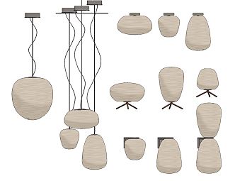 New Chinese Lamps Combination Simple Chandelier 3d model