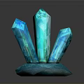 Glossy Blue Crystal Cluster With Transparent Geometric Crystals On Sturdy Decorative Base