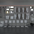 Modern Bathroom Suite Design With White Toilets Basins Mirrors And Accessories