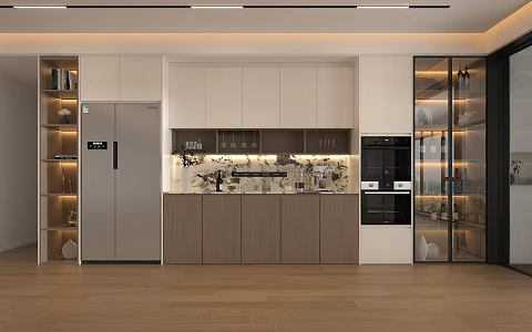 Modern Sideboard Tea Cabinet Wine Cabinet Wine Cup Coffee Machine Refrigerator Oven Steam Box Decorative Cabinet Cupboard 3d model