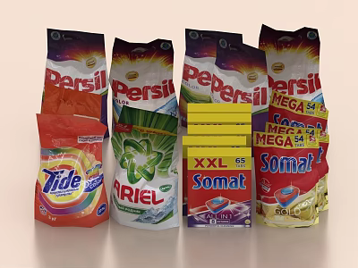 Assorted Branded Laundry Cleaning Products 3d model