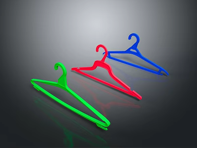 Colorful Plastic Clothes Hangers In Green Red Blue For Wardrobe Organization 3d model