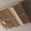 Wooden Slatted Modern Ceiling Design With Grid Panels And Various Materials 3d model