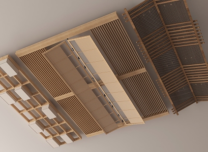 New Chinese Style Chinese Style Ceiling Chinese Style Solid Wood Ceiling Wooden Ceiling Grille Ceiling Heterosexual Ceiling 3d model