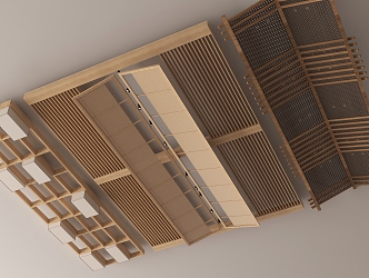 New Chinese Style Chinese Style Ceiling Chinese Style Solid Wood Ceiling Wooden Ceiling Grille Ceiling Heterosexual Ceiling 3d model