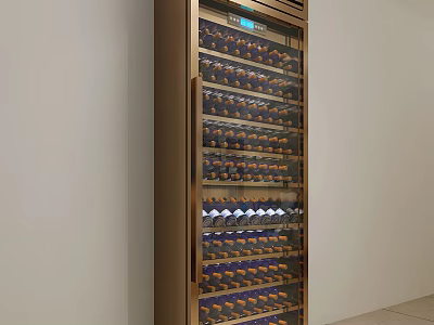Modern Wine Cooler With Glass Door And Multiple Wine Bottle Storage Racks 3d model