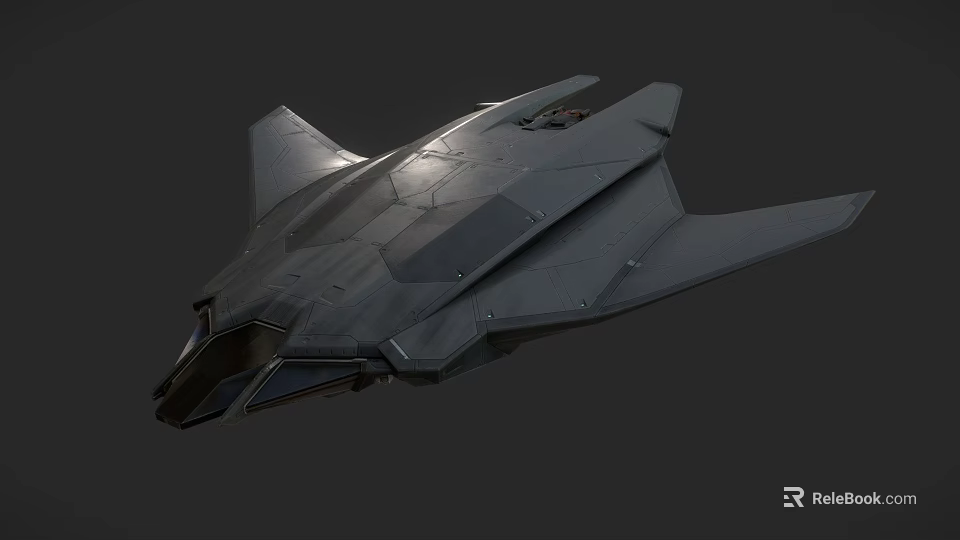 Futuristic Black Stealth Military Aircraft With Sleek Aerodynamic Design Features 3d model 