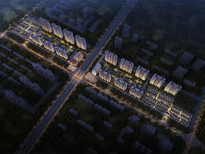 Detailed Aerial Planning Of Residential District With High Rise Buildings And Orderly Layout 3d model