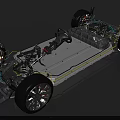 Detailed Car Chassis Structure With Battery Wheels Axles And Mechanical Parts