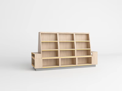 Wooden Multi Tiered Display Shelf With Modern Design For Retail Products 3d model