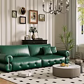 Middle Ancient Sofa Combination Coffee Table Carpet Multiplayer Sofa 3d model