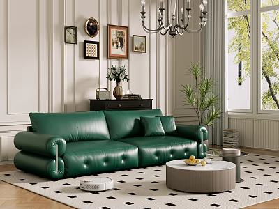 Middle Ancient Sofa Combination Coffee Table Carpet Multiplayer Sofa 3d model