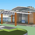 Modern Hotel Building Design With Glass Curtain Walls Wooden Structures And Sunshades