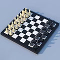 Chess Entertainment With Black And White Chess Pieces On Classic Chessboard