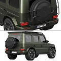 Green Luxury Off Road SUV Car With Spare Tire And Unique Headlights