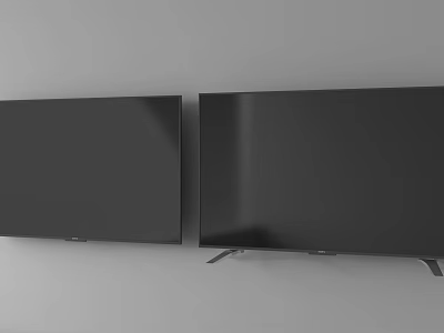 Two Black Modern TVs Mounted On Gray Wall With Sleek Design 3d model