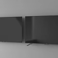 Two Black Modern TVs Mounted On Gray Wall With Sleek Design 3d model