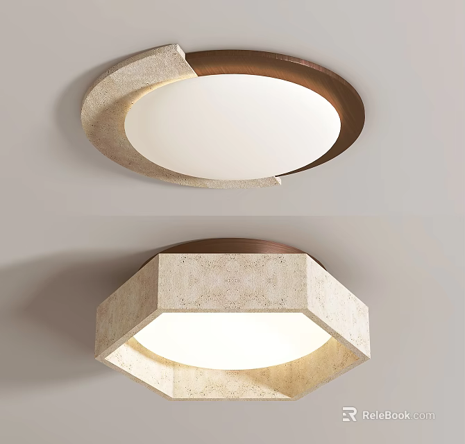 Modern Ceiling Lights With Circular And Hexagonal Shapes 3d model 
