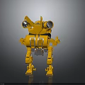 Yellow Mechanical Robot Character With Large Eyes And Four Legs Structure Design