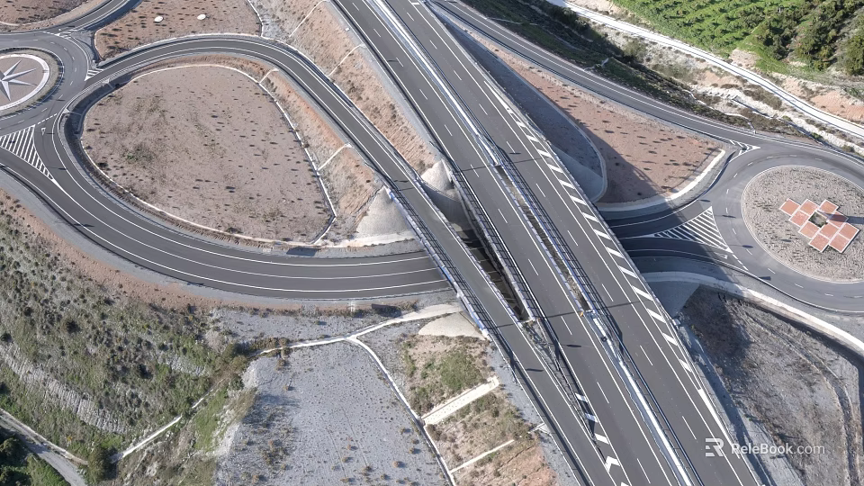 Municipal Road Complex Interchange With Multiple Lanes And Curved Structure 3d model 