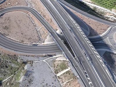 Municipal Road Complex Interchange With Multiple Lanes And Curved Structure 3d model