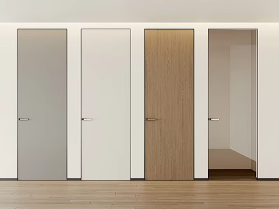 Modern Flush Doors In Various Colors With Open Design And Wooden Floor Interior 3d model