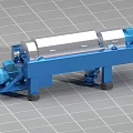 Industrial Equipment With Horizontal Design Blue Frame Silver Drum Motor And Wheels