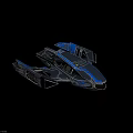 Sleek Blue Black Futuristic Fighter Jet With Aerodynamic Wings And Glowing Engine Lights