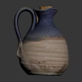 Blue And Beige Textured Ceramic Pitcher With Gradient Finish On Black Background 3d model