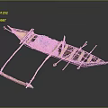 Traditional Handcrafted Wooden Boat With Decorative Elements And Wooden Oars