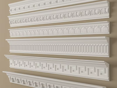 Gypsum Cornice with Various Decorative Patterns and Intricate Designs for Interior Decoration 3d model