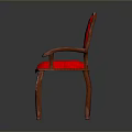 Classic Wooden Armchair With Red Cushioned Seat Backrest And Sturdy Armrests