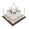 Commercial Taj Mahal Architectural Model With White Structure Golden Accents And Tower Design
