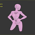 Silver Metallic Robot 3D Model Standing With Hands On Hips And Shiny Surface