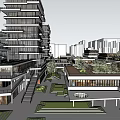 Modern High Rise Commercial Street With Multi Story Shops Roof Gardens And Open Plazas 3d model