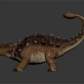 Fierce Spiked Dinosaur With Red Orange Skin Curled Tail And Open Mouth