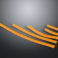 Multiple Orange Elongated Strips In Wavy Arrangement On Gray Background Surface 3d model
